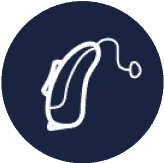 audibene hörgeräte icon auf blauem hintergrund